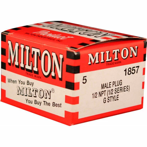 Milton 1857 G Style Industrial Plug 1/2" MNPT 5 Pack - Image 2