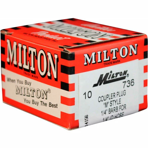 Milton 736 M Style Industrial Plug 1/4" Hose Barb 10 Pack - Image 2