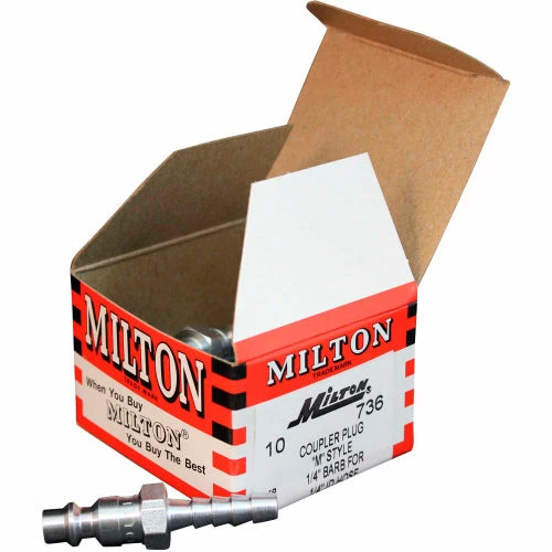 Milton 736 M Style Industrial Plug 1/4" Hose Barb 10 Pack - Image 3