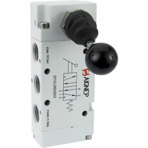 Aignep USA 5/3 Hand Lever Actuated Valve Spring Centered Closed Center 1/4" NPTF Ports