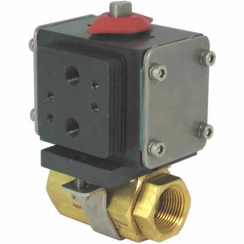 Gemini Valve® Brass Ball Valve W/500 Series Double-Acting Pneumatic Actuator, 3/4"