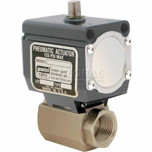 Gemini Valve® High Duty Cycle S/S Ball Valve W/Double-Acting Pneumatic Actuator, 3/4"