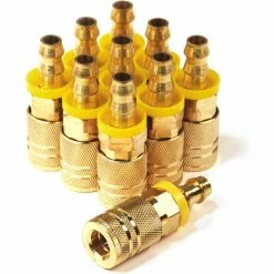 Primefit 6-Ball I/M-Style Brass Coupler 1/4" x 3/8" Push Lock Barb - Pack of 10