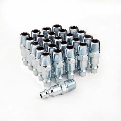 Primefit 6-Ball Industrial M-Style Steel Plug 1/4" x 1/4" Male NPT - Pack of 25