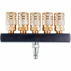 Primefit (5-Way) Air Manifold with 1/4" Industrial 6-Ball Brass Couplers, 1/4"