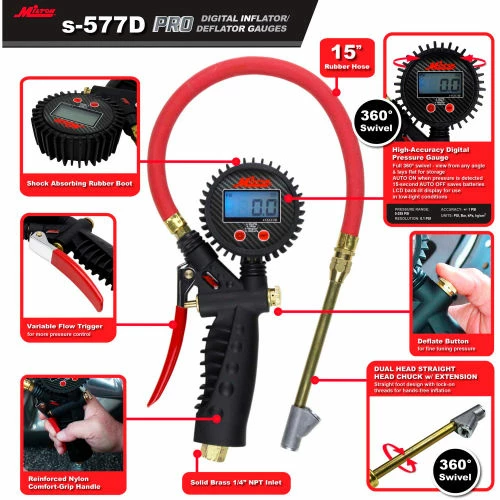 Milton Digital Inflator Gauge & M Style Coupler & Plug Combo - Image 2
