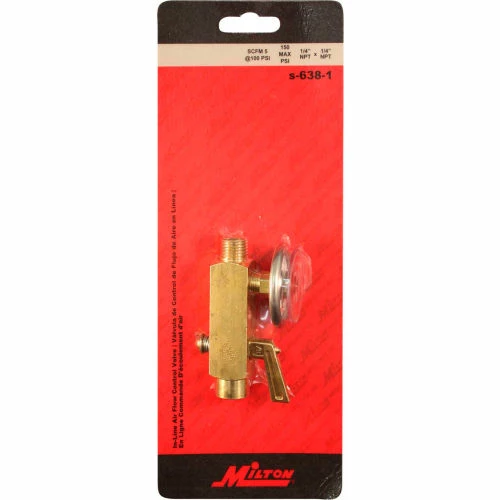 Milton S-638-1 Flow Control Valve with Dial Gauge 1/4" NPT Male 150 PSI 5 CFM - Image 2