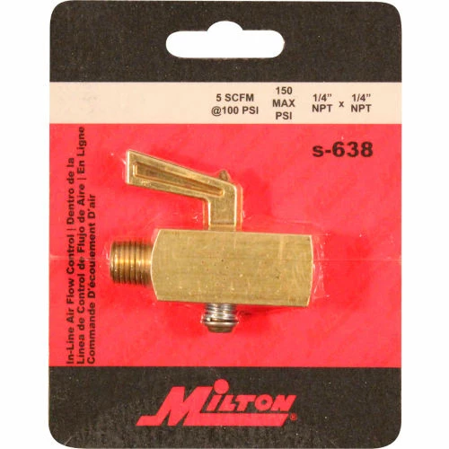Milton S-638 Flow Control Valve 1/4" NPT Male & Female 150 PSI 5 CFM - Image 2